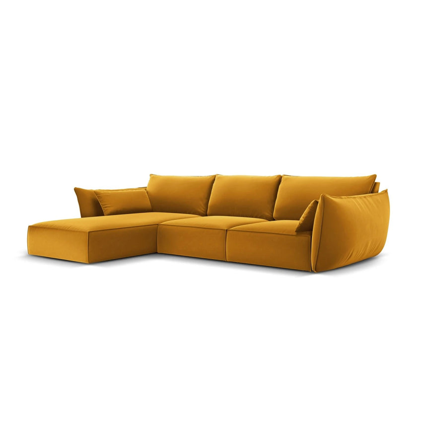 Kaelle 4-Sitzer Ecksofa Links, mit Bezug aus Samt (Blu68) in Gelb, 308x171 cm – Bild 3
