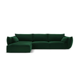 Kaelle 4-Sitzer Ecksofa Links, mit Bezug aus Samt (Blu78) in Flaschengrün, 308x171 cm – Bild 1