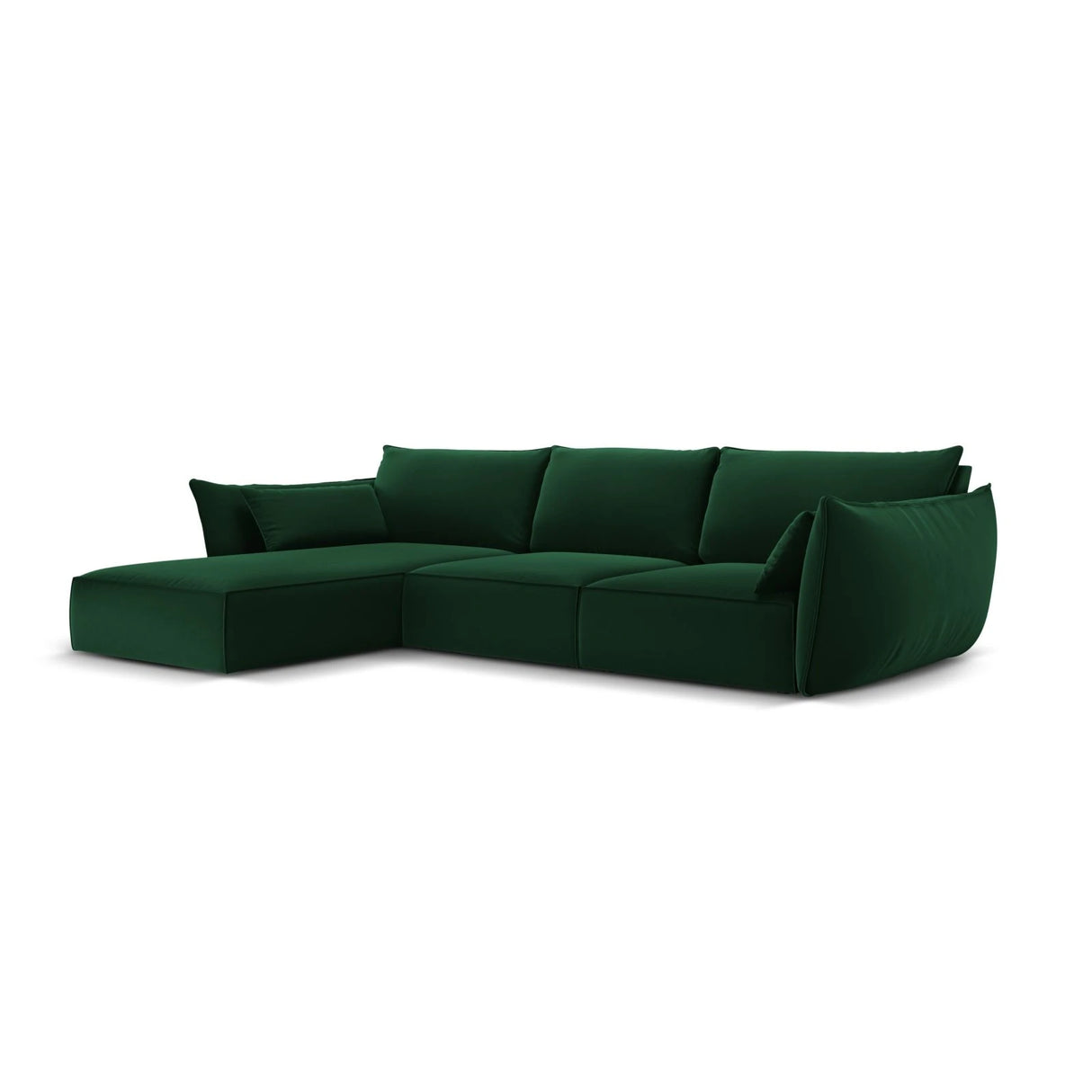 Kaelle 4-Sitzer Ecksofa Links, mit Bezug aus Samt (Blu78) in Flaschengrün, 308x171 cm – Bild 3