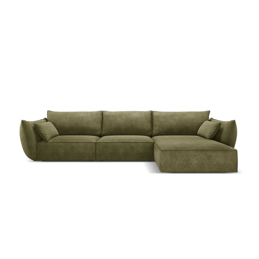 Kaelle 4-Sitzer Ecksofa Rechts, mit Bezug aus Chenille (OTH 38) in Grün, 308x171 cm – Bild 1