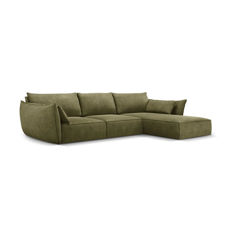 Kaelle 4-Sitzer Ecksofa Rechts, mit Bezug aus Chenille (OTH 38) in Grün, 308x171 cm – Bild 3
