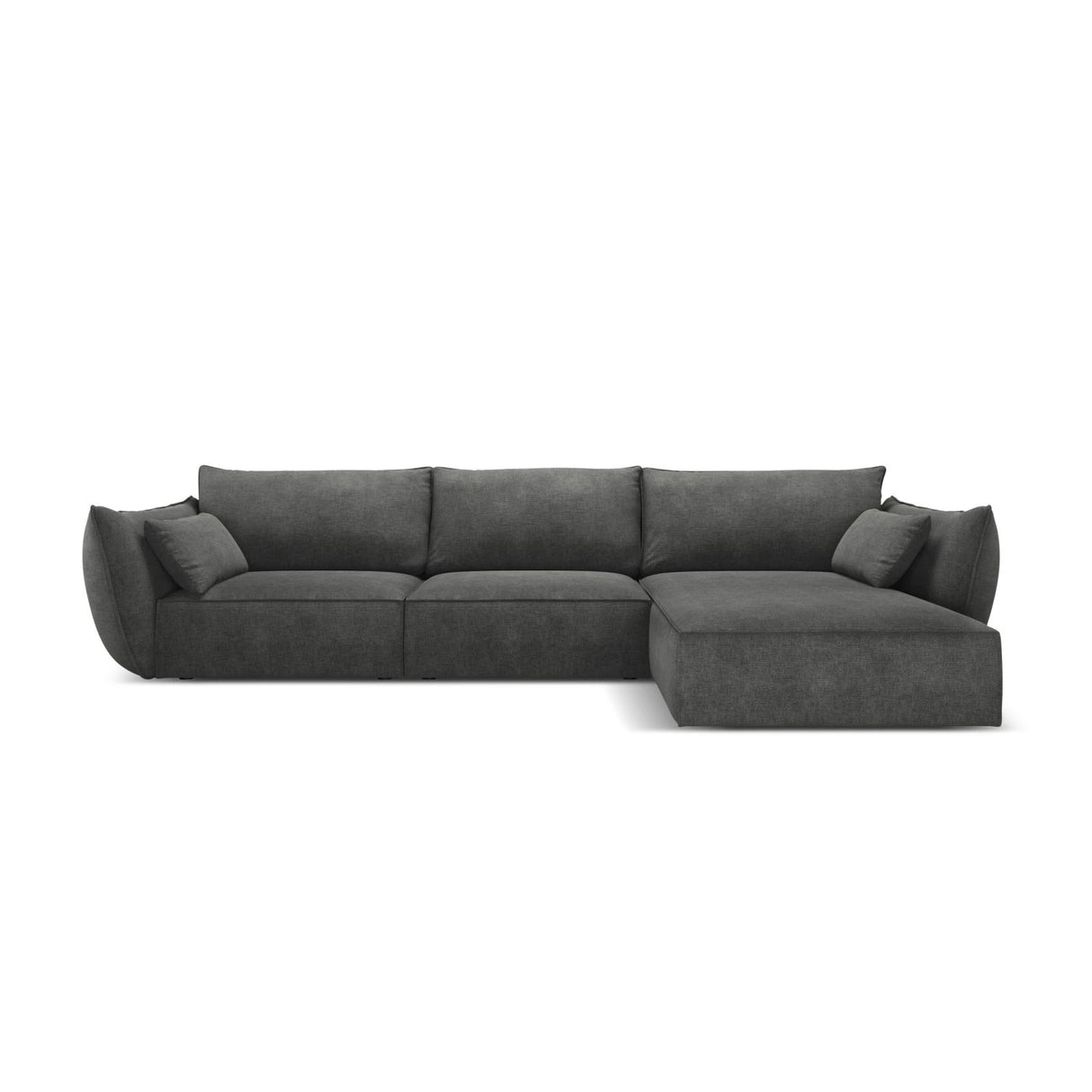 Kaelle 4-Sitzer Ecksofa Rechts, mit Bezug aus Chenille (OTH 97) in Dunkelgrau, 308x171 cm – Bild 1
