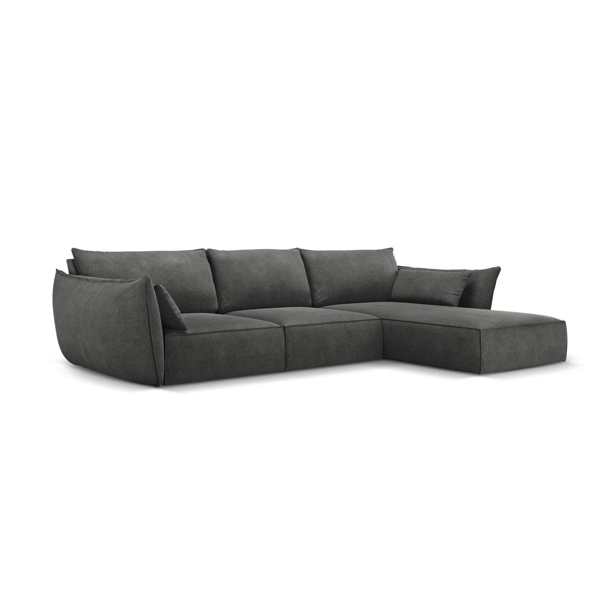 Kaelle 4-Sitzer Ecksofa Rechts, mit Bezug aus Chenille (OTH 97) in Dunkelgrau, 308x171 cm – Bild 3