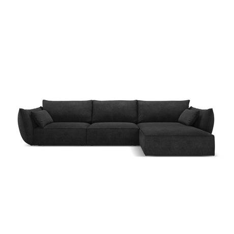 Kaelle 4-Sitzer Ecksofa Rechts, mit Bezug aus Chenille (OTH 99) in Schwarz, 308x171 cm – Bild 1