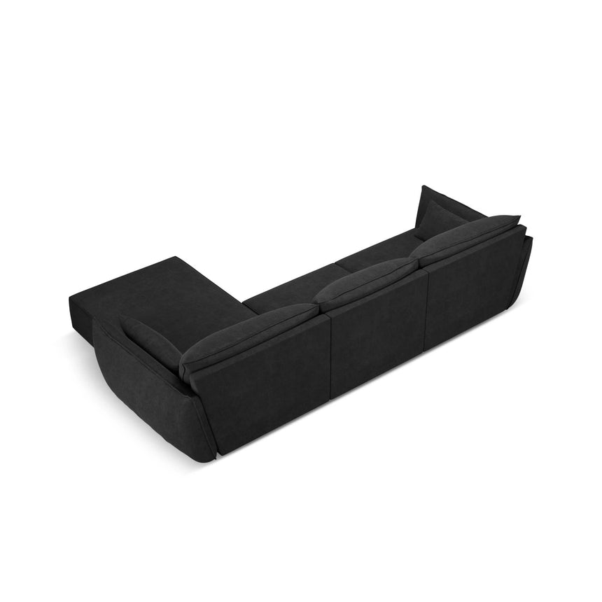 Kaelle 4-Sitzer Ecksofa Rechts, mit Bezug aus Chenille (OTH 99) in Schwarz, 308x171 cm – Bild 4