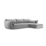 Kaelle 4-Sitzer Ecksofa Rechts, mit Bezug aus Samt (Blu10) in Grau, 308x171 cm – Bild 3