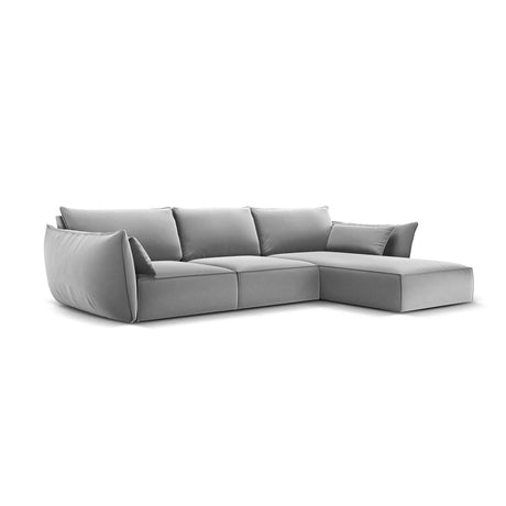 Kaelle 4-Sitzer Ecksofa Rechts, mit Bezug aus Samt (Blu10) in Grau, 308x171 cm – Bild 3
