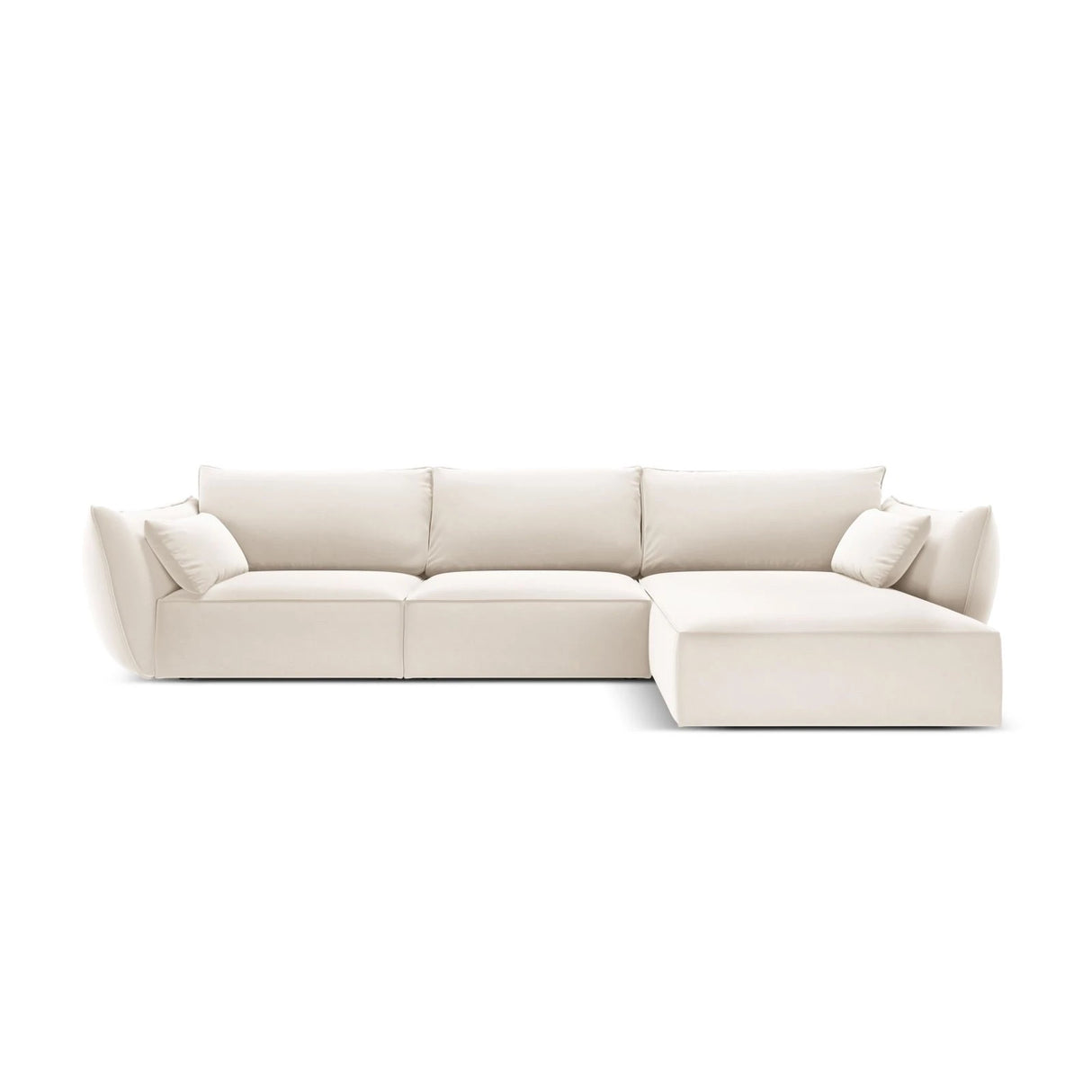 Kaelle 4-Sitzer Ecksofa Rechts, mit Bezug aus Samt (Blu22) in Leichtes Beige, 308x171 cm – Bild 1