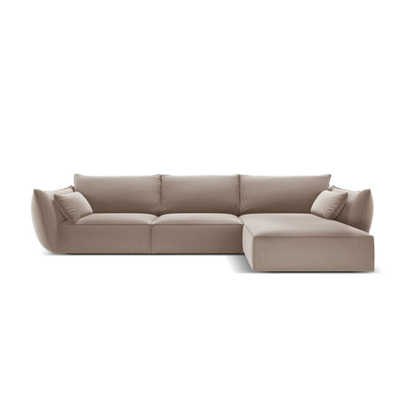 Kaelle 4-Sitzer Ecksofa Rechts, mit Bezug aus Samt (Blu40) in Cappuccino, 308x171 cm – Bild 1