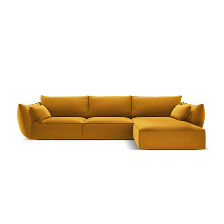 Kaelle 4-Sitzer Ecksofa Rechts, mit Bezug aus Samt (Blu68) in Gelb, 308x171 cm – Bild 1