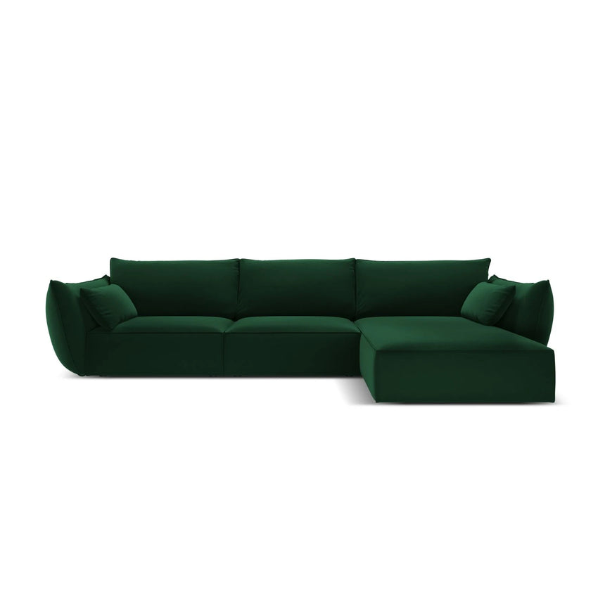 Kaelle 4-Sitzer Ecksofa Rechts, mit Bezug aus Samt (Blu78) in Flaschengrün, 308x171 cm – Bild 1