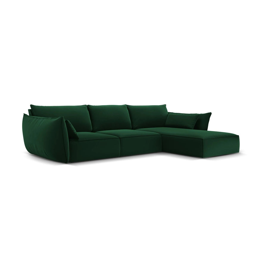 Kaelle 4-Sitzer Ecksofa Rechts, mit Bezug aus Samt (Blu78) in Flaschengrün, 308x171 cm – Bild 3