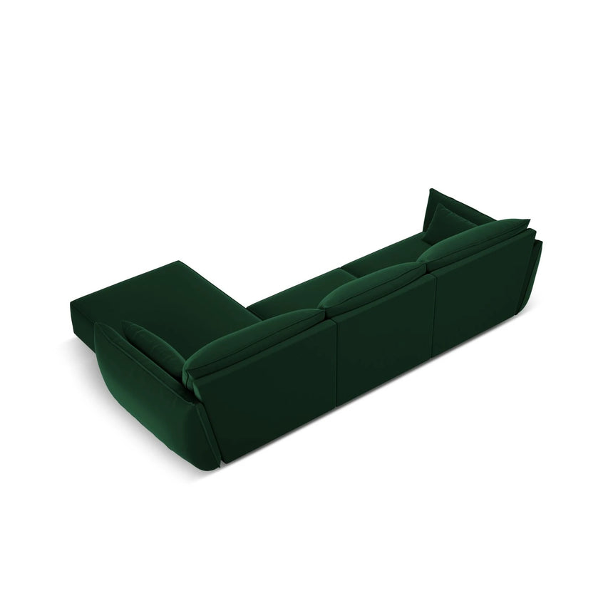 Kaelle 4-Sitzer Ecksofa Rechts, mit Bezug aus Samt (Blu78) in Flaschengrün, 308x171 cm – Bild 4