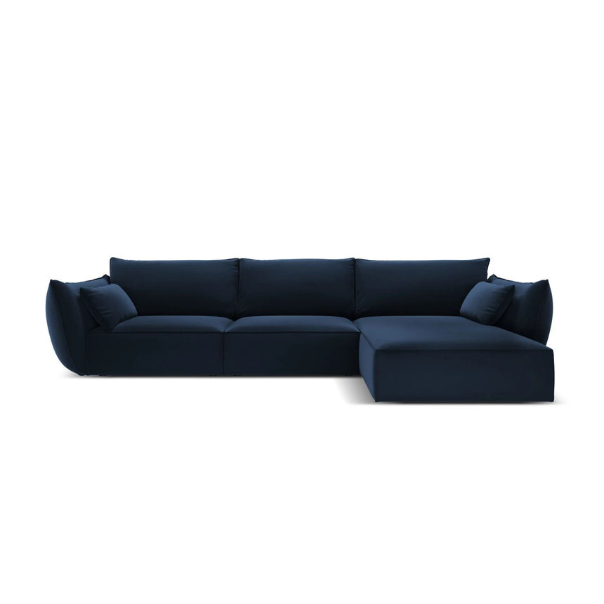 Kaelle 4-Sitzer Ecksofa Rechts, mit Bezug aus Samt (Blu86) in Königsblau, 308x171 cm – Bild 1