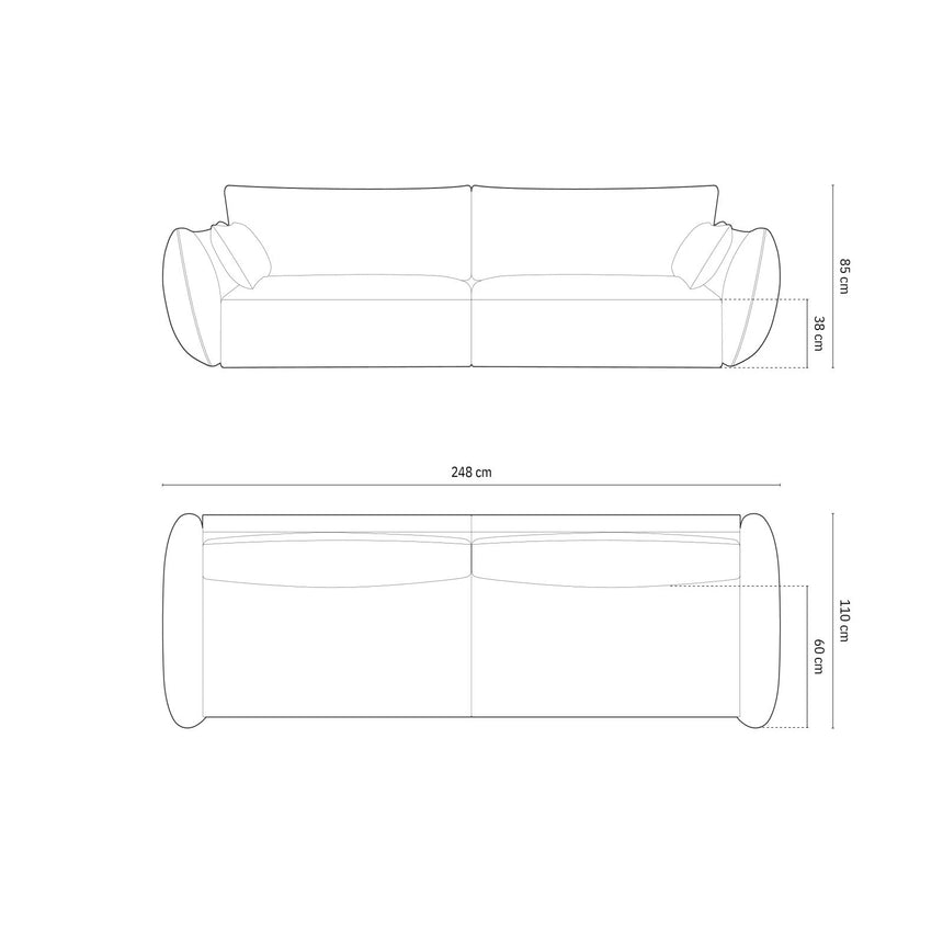 Kaelle 4-Sitzer Sofa mit Bezug aus Chenille (OTH 08) in Beige, 248x110 cm – Bild 2