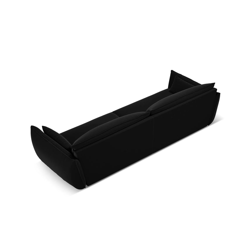 Kaelle 4-Sitzer Sofa mit Bezug aus Samt (Blu19) in Schwarz, 248x110 cm – Bild 4