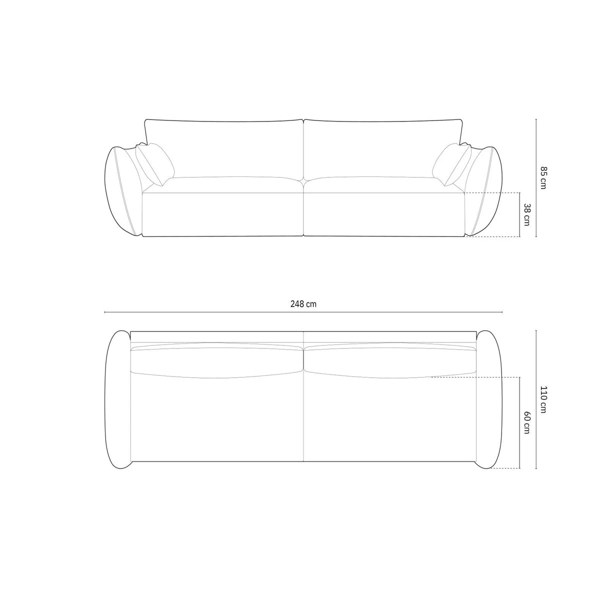 Kaelle 4-Sitzer Sofa mit Bezug aus Samt (Blu78) in Flaschengrün, 248x110 cm – Bild 2