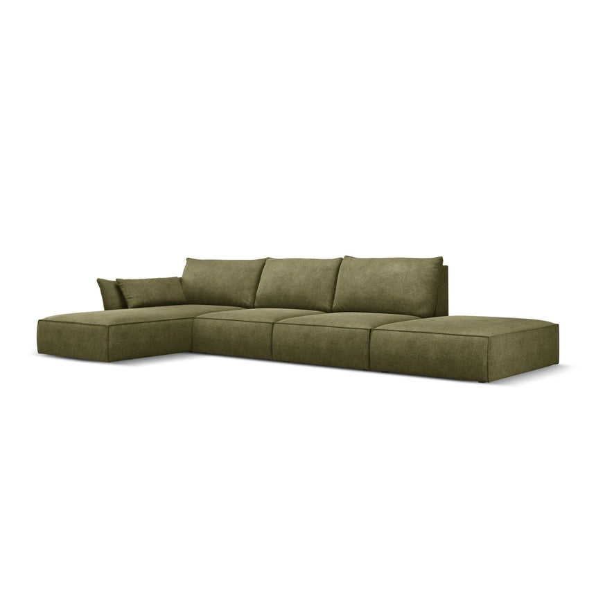 Kaelle 5-Sitzer Ecksofa Links, mit Bezug aus Chenille (OTH 38) in Grün, 364x171 cm – Bild 3