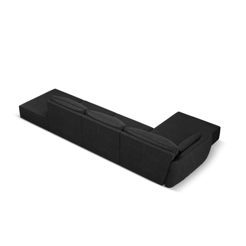 Kaelle 5-Sitzer Ecksofa Links, mit Bezug aus Chenille (OTH 99) in Schwarz, 364x171 cm – Bild 4