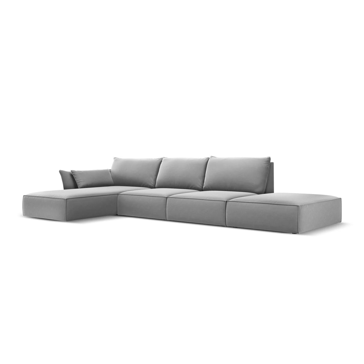 Kaelle 5-Sitzer Ecksofa Links, mit Bezug aus Samt (Blu10) in Grau, 364x171 cm – Bild 3