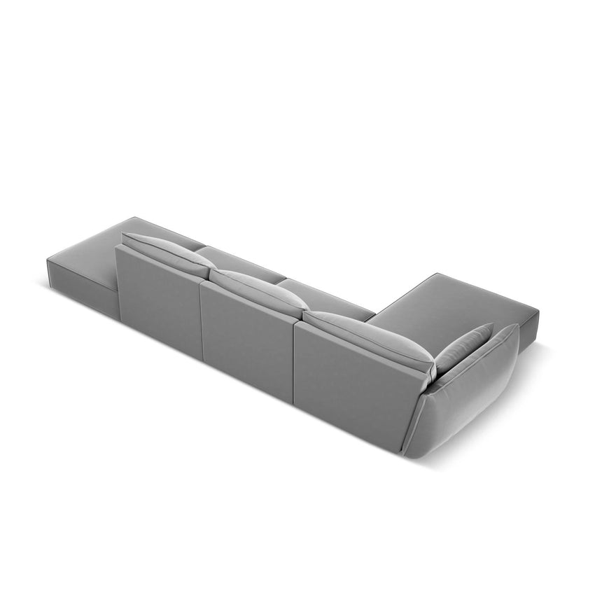 Kaelle 5-Sitzer Ecksofa Links, mit Bezug aus Samt (Blu10) in Grau, 364x171 cm – Bild 4