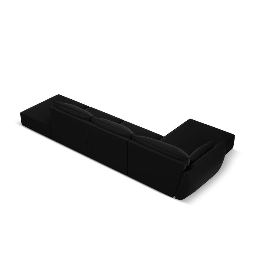Kaelle 5-Sitzer Ecksofa Links, mit Bezug aus Samt (Blu19) in Schwarz, 364x171 cm – Bild 4