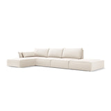 Kaelle 5-Sitzer Ecksofa Links, mit Bezug aus Samt (Blu22) in Leichtes Beige, 364x171 cm – Bild 3