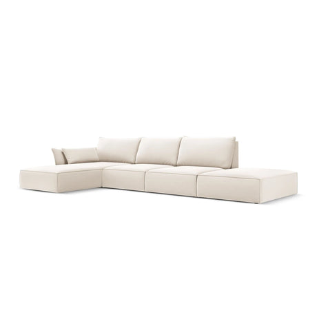 Kaelle 5-Sitzer Ecksofa Links, mit Bezug aus Samt (Blu22) in Leichtes Beige, 364x171 cm – Bild 3