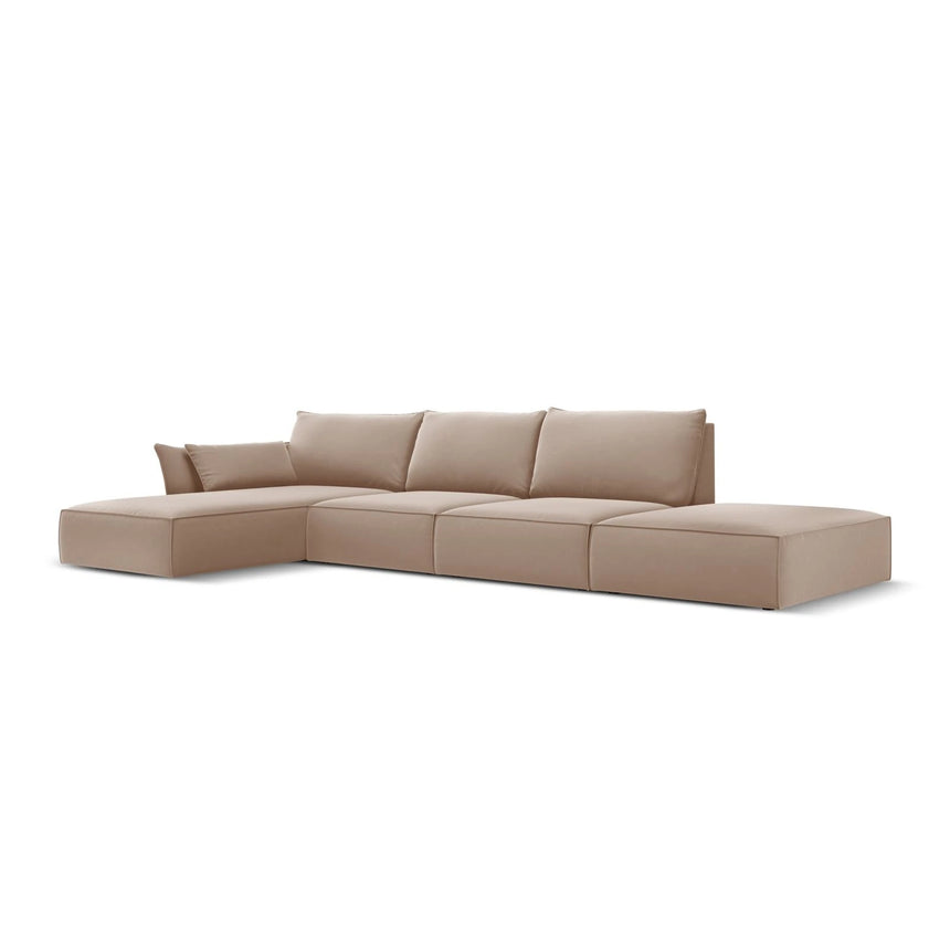 Kaelle 5-Sitzer Ecksofa Links, mit Bezug aus Samt (Blu28) in Beige, 364x171 cm – Bild 3