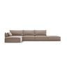 Kaelle 5-Sitzer Ecksofa Links, mit Bezug aus Samt (Blu40) in Cappuccino, 364x171 cm – Bild 1