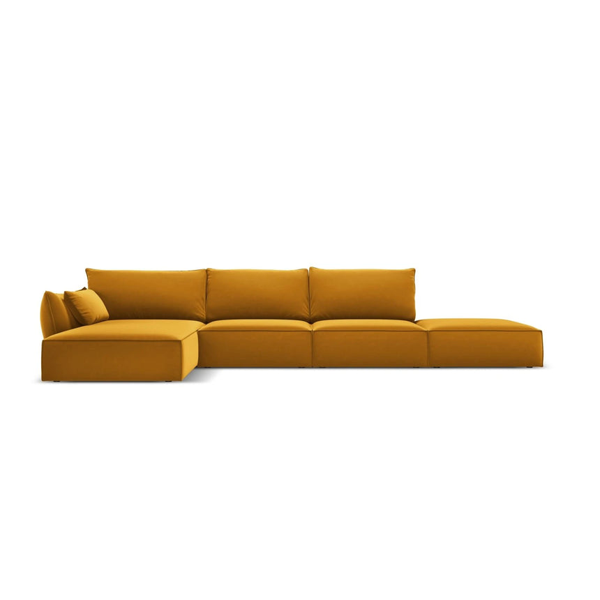 Kaelle 5-Sitzer Ecksofa Links, mit Bezug aus Samt (Blu68) in Gelb, 364x171 cm – Bild 1
