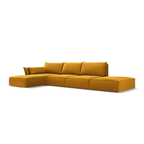 Kaelle 5-Sitzer Ecksofa Links, mit Bezug aus Samt (Blu68) in Gelb, 364x171 cm – Bild 3
