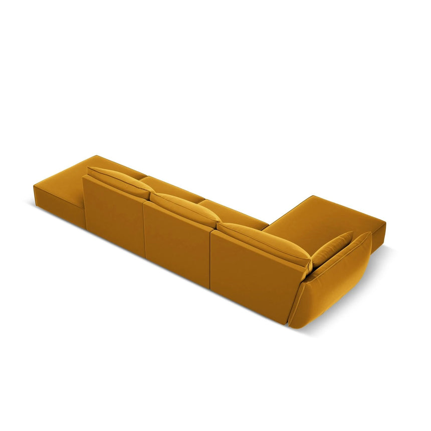 Kaelle 5-Sitzer Ecksofa Links, mit Bezug aus Samt (Blu68) in Gelb, 364x171 cm – Bild 4