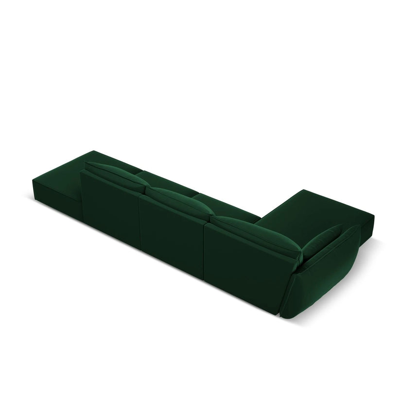 Kaelle 5-Sitzer Ecksofa Links, mit Bezug aus Samt (Blu78) in Flaschengrün, 364x171 cm – Bild 4