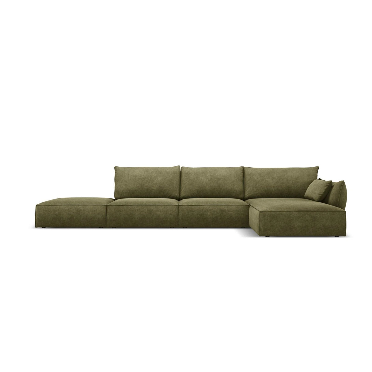 Kaelle 5-Sitzer Ecksofa Rechts, mit Bezug aus Chenille (OTH 38) in Grün, 364x171 cm – Bild 1