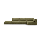 Kaelle 5-Sitzer Ecksofa Rechts, mit Bezug aus Chenille (OTH 38) in Grün, 364x171 cm – Bild 1