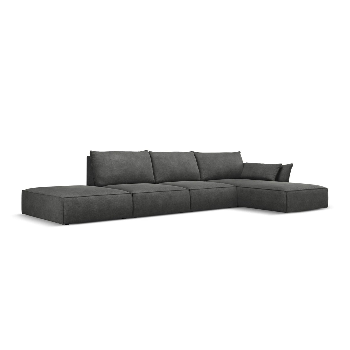 Kaelle 5-Sitzer Ecksofa Rechts, mit Bezug aus Chenille (OTH 97) in Dunkelgrau, 364x171 cm – Bild 3