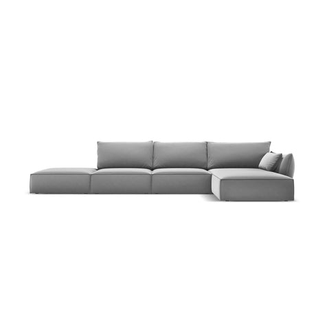 Kaelle 5-Sitzer Ecksofa Rechts, mit Bezug aus Samt (Blu10) in Grau, 364x171 cm – Bild 1