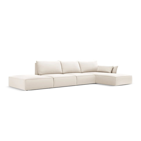 Kaelle 5-Sitzer Ecksofa Rechts, mit Bezug aus Samt (Blu22) in Leichtes Beige, 364x171 cm – Bild 3