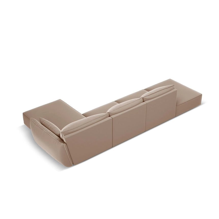 Kaelle 5-Sitzer Ecksofa Rechts, mit Bezug aus Samt (Blu28) in Beige, 364x171 cm – Bild 4