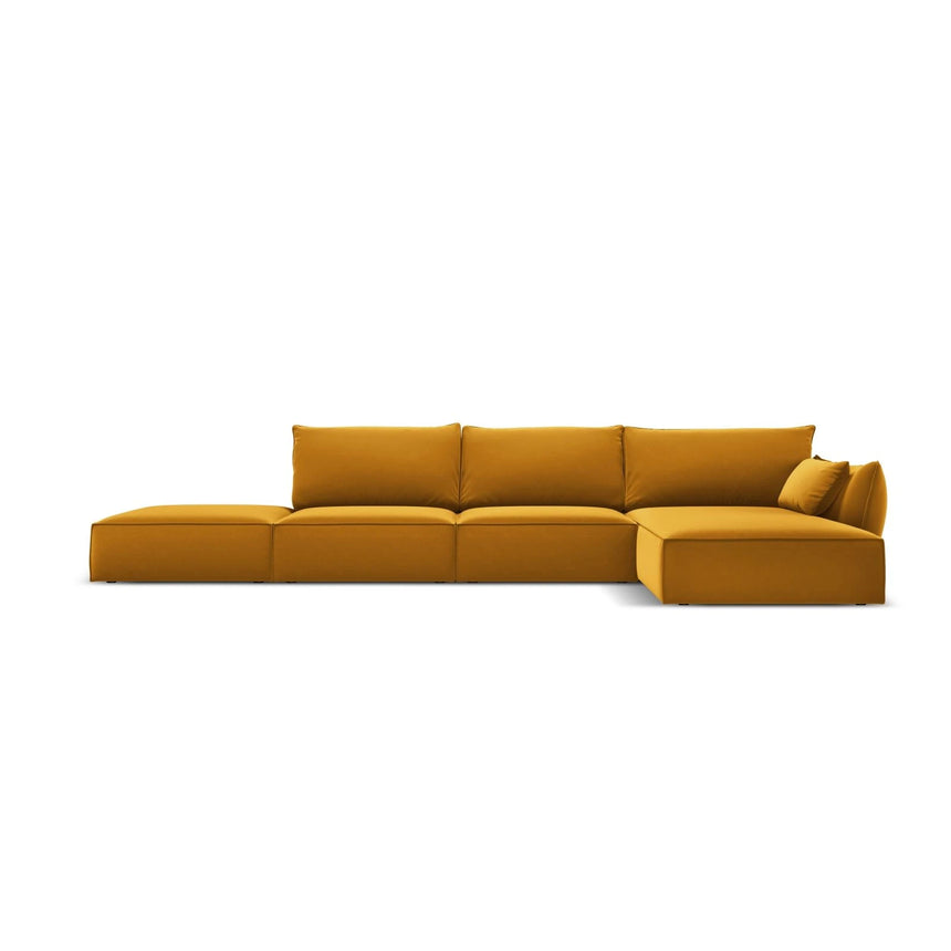 Kaelle 5-Sitzer Ecksofa Rechts, mit Bezug aus Samt (Blu68) in Gelb, 364x171 cm – Bild 1