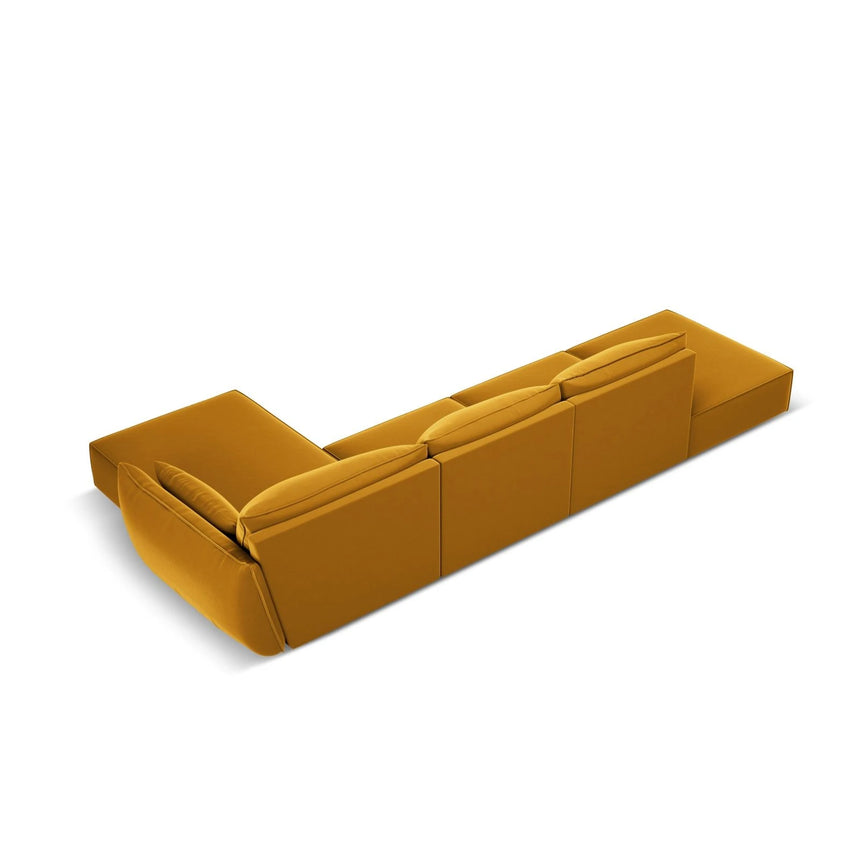 Kaelle 5-Sitzer Ecksofa Rechts, mit Bezug aus Samt (Blu68) in Gelb, 364x171 cm – Bild 4