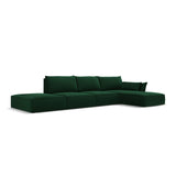Kaelle 5-Sitzer Ecksofa Rechts, mit Bezug aus Samt (Blu78) in Flaschengrün, 364x171 cm – Bild 3