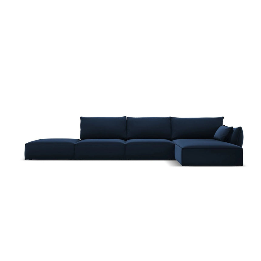 Kaelle 5-Sitzer Ecksofa Rechts, mit Bezug aus Samt (Blu86) in Königsblau, 364x171 cm – Bild 1