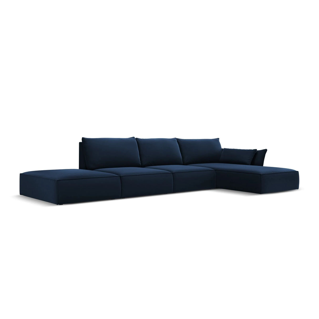 Kaelle 5-Sitzer Ecksofa Rechts, mit Bezug aus Samt (Blu86) in Königsblau, 364x171 cm – Bild 3