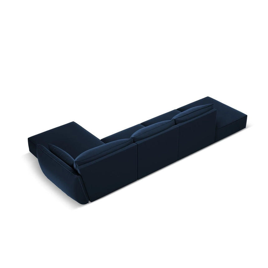 Kaelle 5-Sitzer Ecksofa Rechts, mit Bezug aus Samt (Blu86) in Königsblau, 364x171 cm – Bild 4