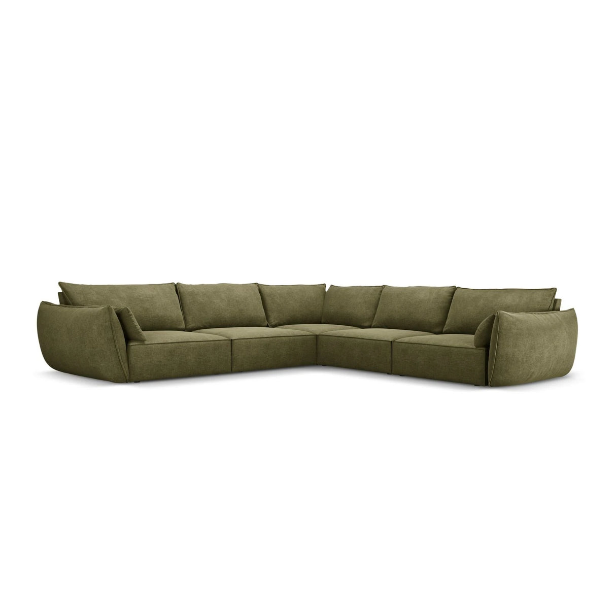 Kaelle 7-Sitzer Ecksofa symmetrisch, mit Bezug aus Chenille (OTH 38) in Grün, 286x286 cm – Bild 1