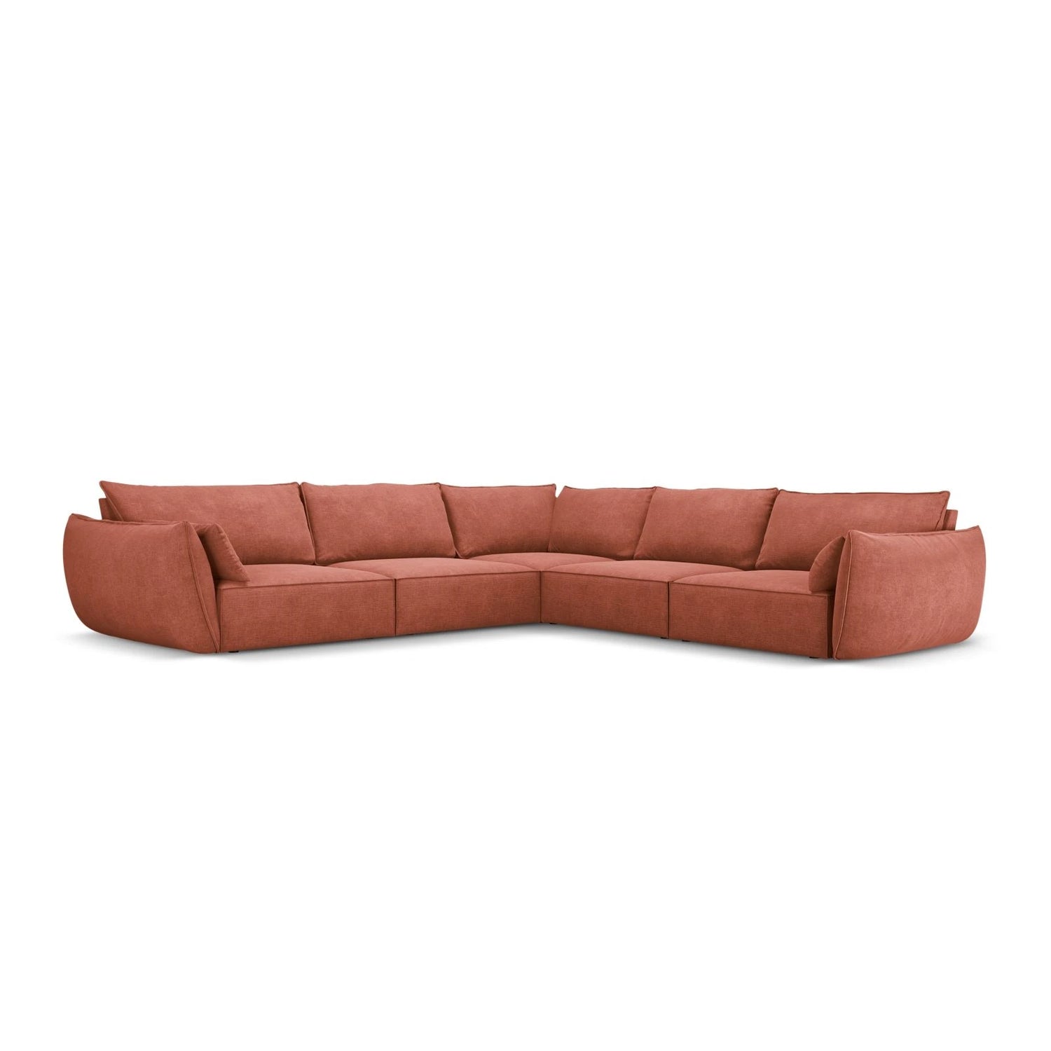 Kaelle 7-Sitzer Ecksofa symmetrisch, mit Bezug aus Chenille (OTH 57) in Terrakotta, 286x286 cm – Bild 1
