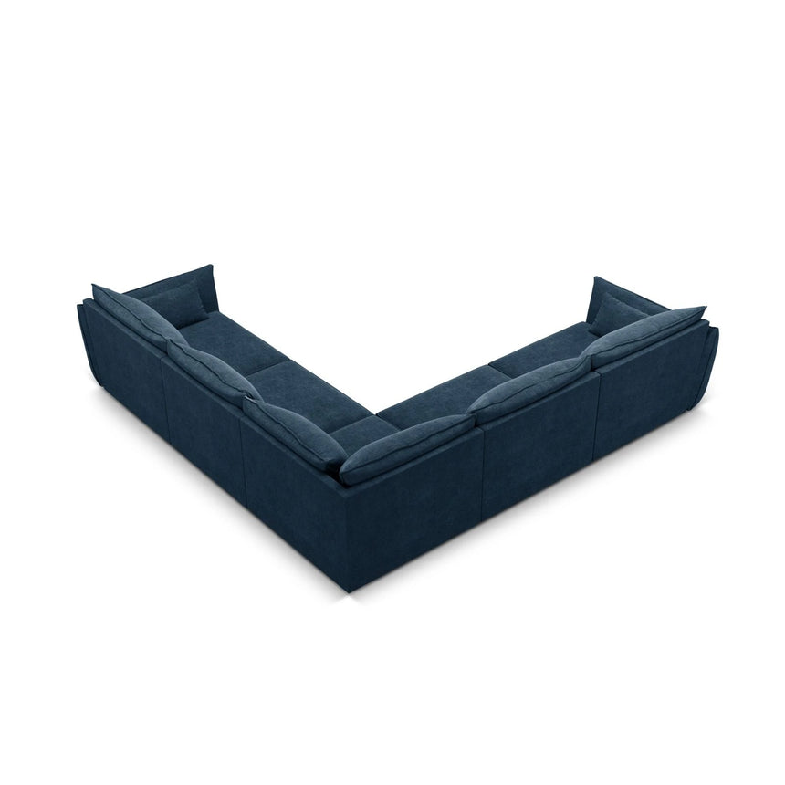 Kaelle 7-Sitzer Ecksofa symmetrisch, mit Bezug aus Chenille (OTH 78) in Königsblau, 286x286 cm – Bild 4