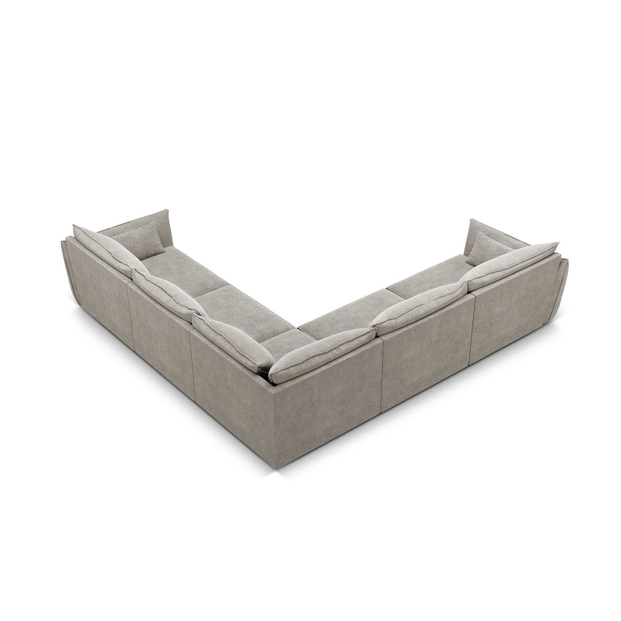 Kaelle 7-Sitzer Ecksofa symmetrisch, mit Bezug aus Chenille (OTH 85) in Hellgrau, 286x286 cm – Bild 4